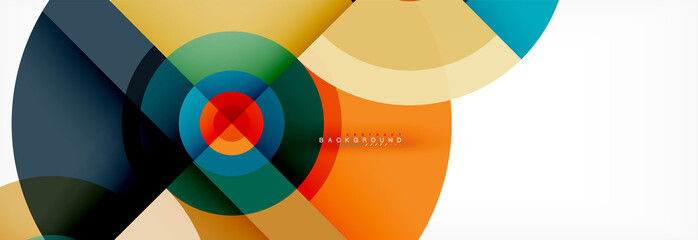 Minimal geometric circles and triangles abstract background, techno modern design, poster template