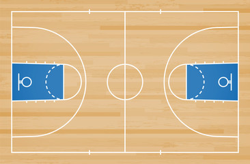 Basketball court floor with line on wood pattern texture background. Basketball field. Vector.