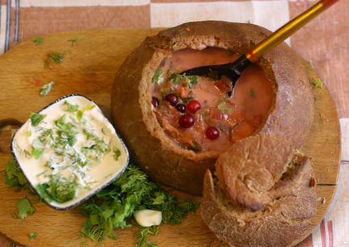 soup assortment in bowls with beetroot, onion,cabage all vegan ingradients close up photo