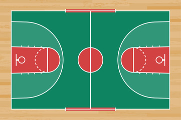 Basketball court floor with line on wood pattern texture background. Basketball field. Vector.