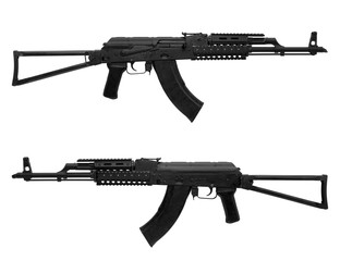 Modern automatic rifle isolated on white