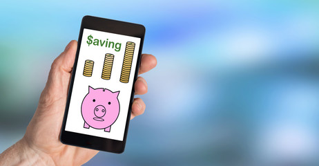 Saving concept on a smartphone