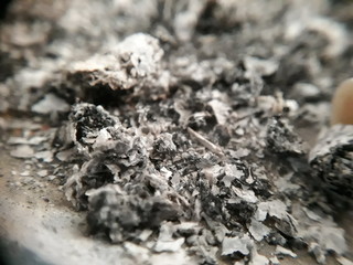 A small ash tray with ash from a cigar.