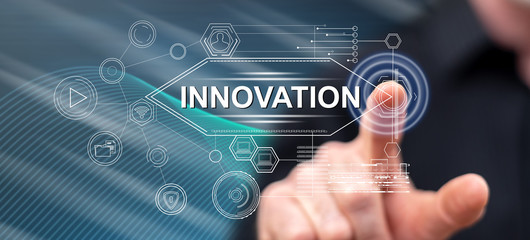 Man touching an innovation concept