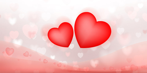 Abstract red heart background for Valentine's day and wedding card with sweet and romantic moment. Vector illustration.