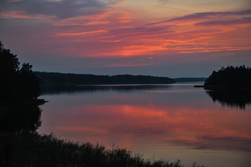 sunset on lake