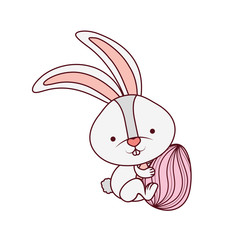 easter rabbit with egg isolated icon