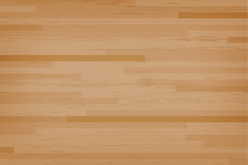 Hardwood maple basketball court floor viewed from above. Wooden floor pattern and texture. Vector.