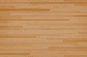 Hardwood maple basketball court floor viewed from above. Wooden floor pattern and texture. Vector.