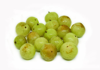 Indian gooseberry on white background / Fruit of herbs and medicinal