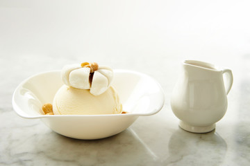 Ice cream with mochi and nuts 