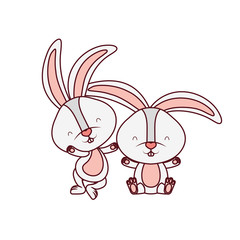 cute rabbits isolated icon
