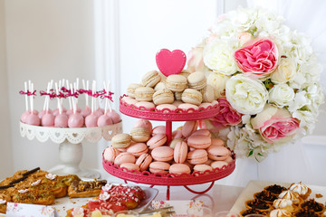 Delicious candy bar with different sweets