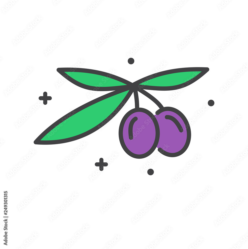 Poster olive line icon on white background for graphic and web design, modern simple vector sign. internet 