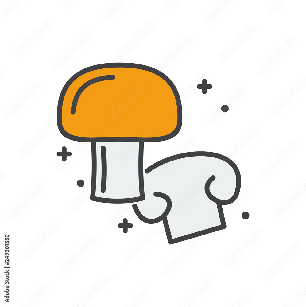 Poster mushroom line icon on white background for graphic and web design, modern simple vector sign. intern