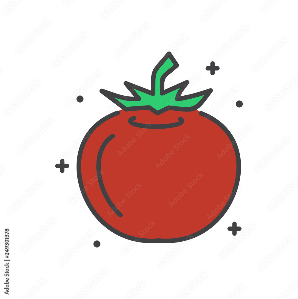 Poster tomato line icon on white background for graphic and web design, modern simple vector sign. internet