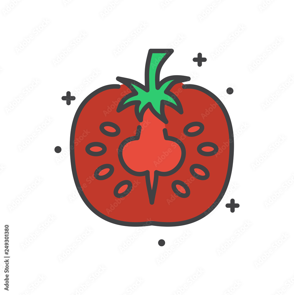 Poster tomato line icon on white background for graphic and web design, modern simple vector sign. internet