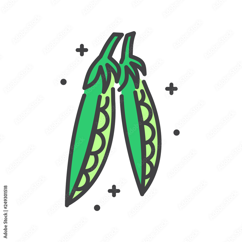 Poster peas line icon on white background for graphic and web design, modern simple vector sign. internet c