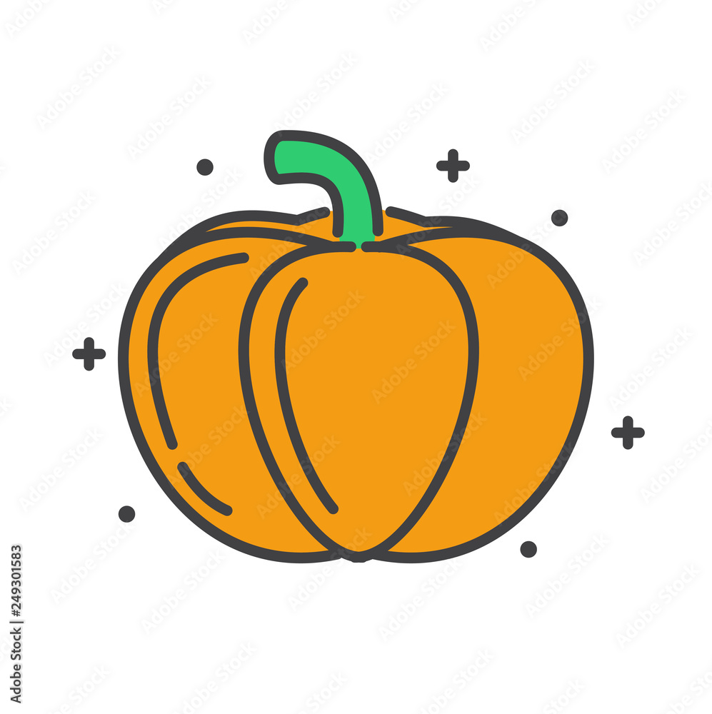 Poster pumpkin line icon on white background for graphic and web design, modern simple vector sign. interne