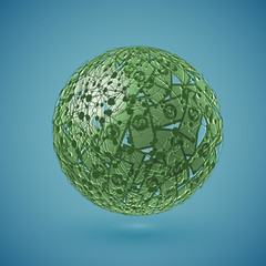 Green globe made of money, vector illustration