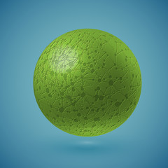 Connected green globe, vector illustration