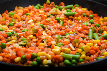 Frying pan with vegetables