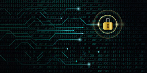 digital security privacy on the internet with blue binary code background vector illustration EPS10