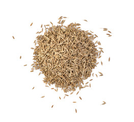 Cumin seeds or caraway isolated on white background