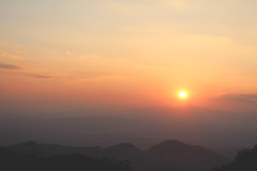 Layer of Mountain in morning sunset,