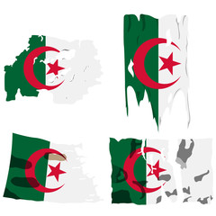 Set with the image of the flag of Algeria. Vector.