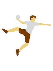 Fototapeta na wymiar handball ball werfen punkten springen einwurf verein fan team mannschaft clipart design mann junge spaß sport cool