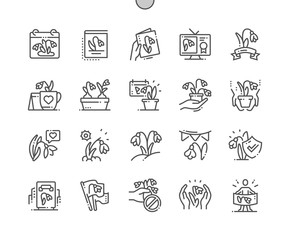 The Day of Snowdrop Well-crafted Pixel Perfect Vector Thin Line Icons 30 2x Grid for Web Graphics and Apps. Simple Minimal Pictogram