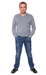 full length portrait of a casual man isolated