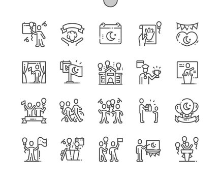 Nisan ( National Sovereignty and Children's Day) Well-crafted Pixel Perfect Vector Thin Line Icons 30 2x Grid for Web Graphics and Apps. Simple Minimal Pictogram
