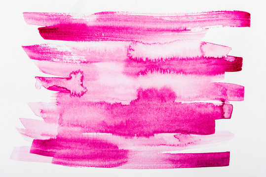 Top View Of Pink Brushstrokes On White Paper