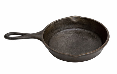 Cast Iron skillet side view with white background
