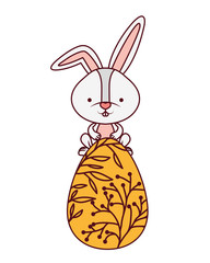 easter rabbit with egg isolated icon