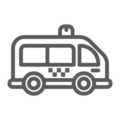 Mini bus line icon, automobile and car, minivan sign, vector graphics, a linear pattern on a white background.