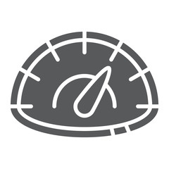 Speedometer glyph icon, speed and measurement, car panel sign, vector graphics, a solid pattern on a white background.