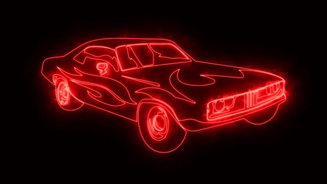 Red Burning Muscle Car Animated Logo Loop Graphic Element