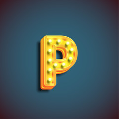 'Broadway' character with lamps from a fontset, vector illustration