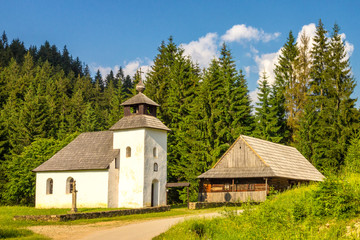 Historic chapel in Museum of Kysuce village, Slovakia, Europe.