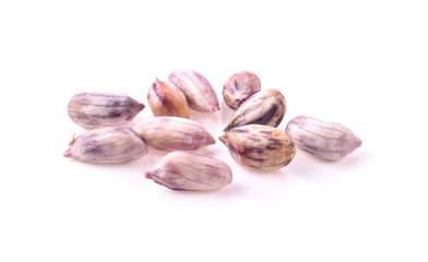 Boiled peanut on white background.