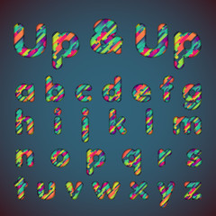 'Up & up' colorful font set with shadows | 3D effect | Vector illustration