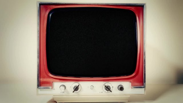 A retro vintage TV showing: Explicit lyrics - a red flashing warning message text on a black background.