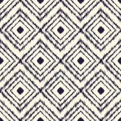 Fotobehang Stijlen patronen Monochroom geverfd effect tribal diamantpatroon geïnspireerd door Japanse traditionele minimalistische ontwerpen en Ikat-verftechniek.  © KaliaZen