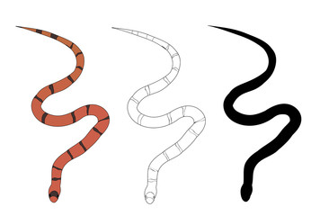 snake set, on white background, flat style