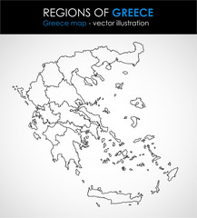 Greece map outline graphic. Vector illustration.