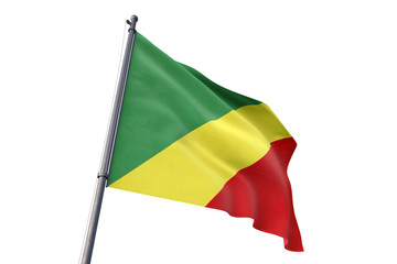 Congo flag waving isolated white background 3D illustration
