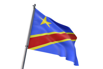 Congo flag waving isolated white background 3D illustration